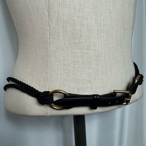Vintage Women's Fashion belt Black Braided Cord gold hardware Small medium fit